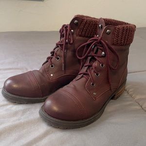Mix No. 6 Maroon Combat Boots